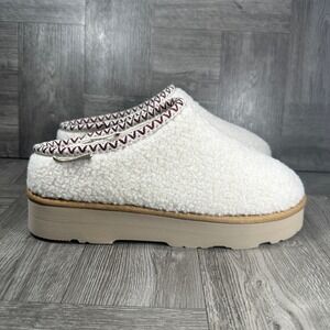 BEARPAW Martis Womens 9 Platform Slipper White Faux Shearling Mule 2928W-108 NEW